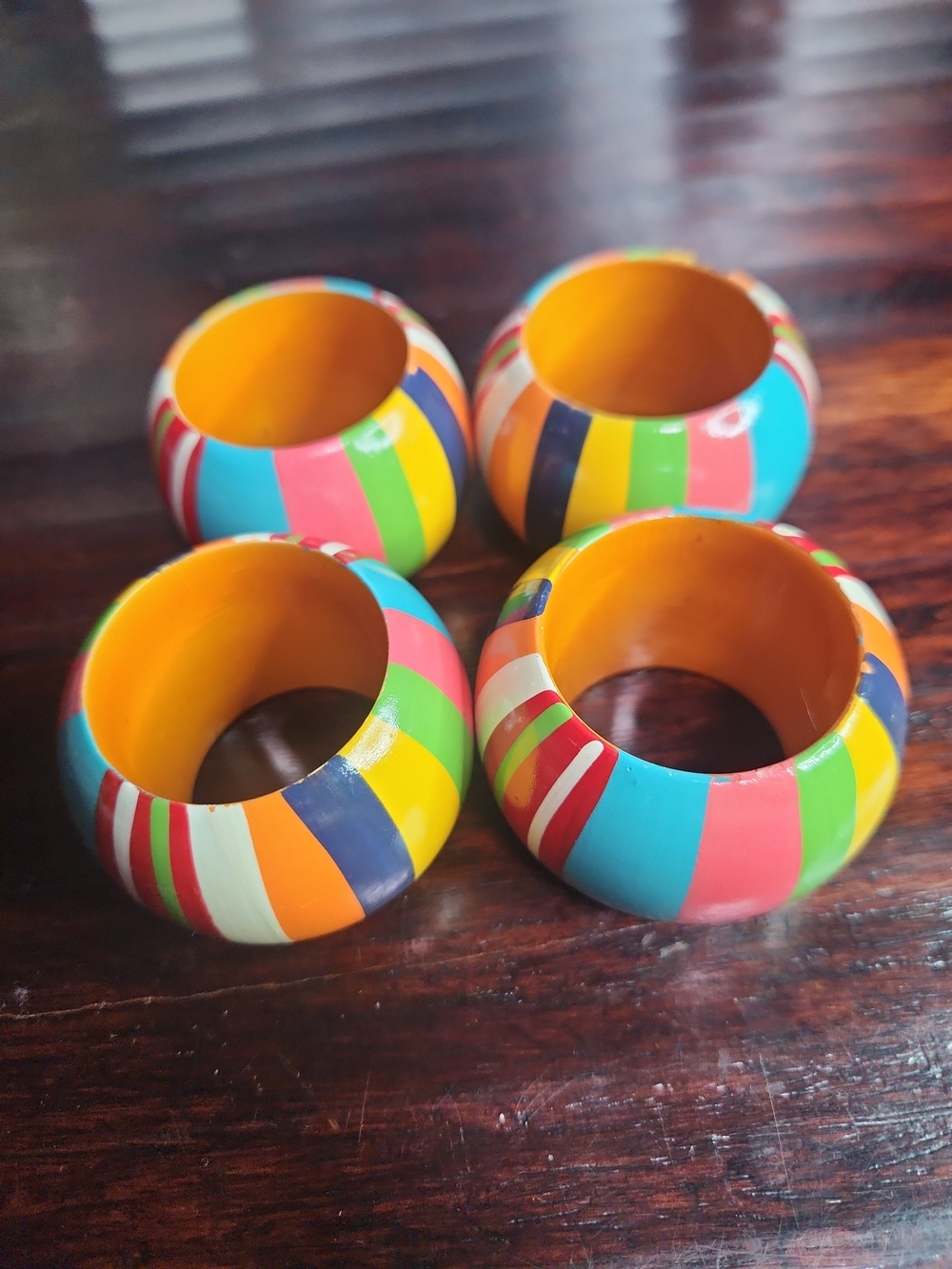 Colorful Striped Kids Napkin Rings – Set of 4